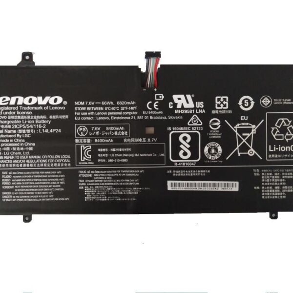 7.5V 66wh Original L14L4P24 L14M4P24 Laptop Battery compatible with Lenovo YOGA 4 PRO 900 900-13ISK 900-IFI 900-ISE 5B10H43261