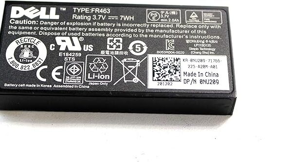 WMart FR463 RAID Battery for Dell Power Edge R710 2950 Perc 5 i | 3.7 V 7 Wh NU209