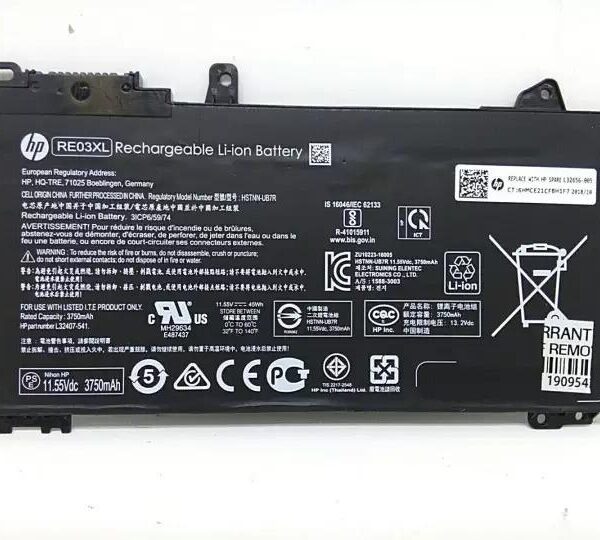 11.55V 45Wh HP original RE03XL Laptop Battery Compatible with HP HP ProBook 430 440 445 450 455 G6 HSTNN-DB9A L32407-2B1