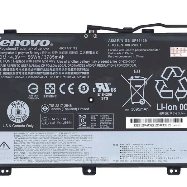 Laptop Battery for LENOVO 00HW001,SB10F46439