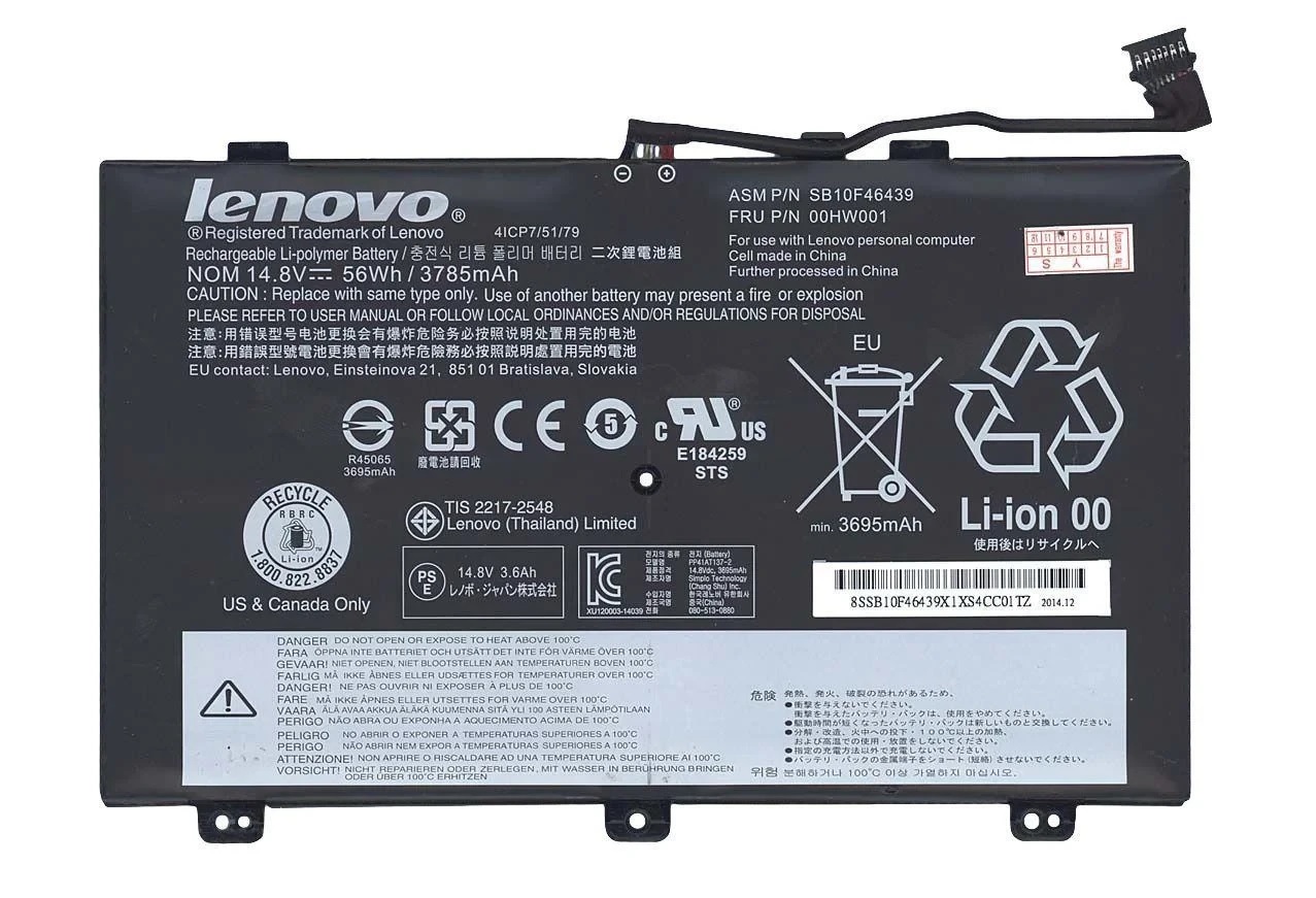 Laptop Battery for LENOVO 00HW001,SB10F46439