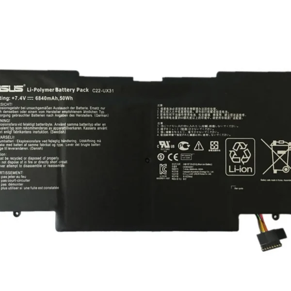 7.4V 6840mAh 50Wh C22-UX31 Original Li-polymer Battery compatible with ASUS ZenBook UX31 ZenBook UX31A ZenBook UX31E Ultrabook