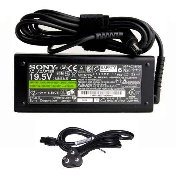 Sony 90w charger adapter 19.5v- 4.7amp with power cord – 1yr warranty-- MPN: Sony 90w
